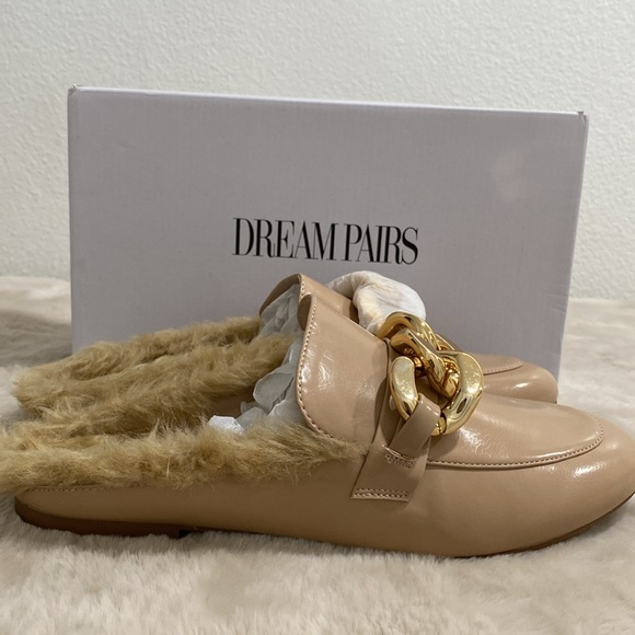 ๐ DREAM PAIRS Chain Loafer Mules with Fur Closed Toe Slip On With ๐ฆ - Picture 7 of 12